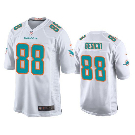 Men Miami Dolphins 88 Mike Gesicki Nike White Game NFL Jersey